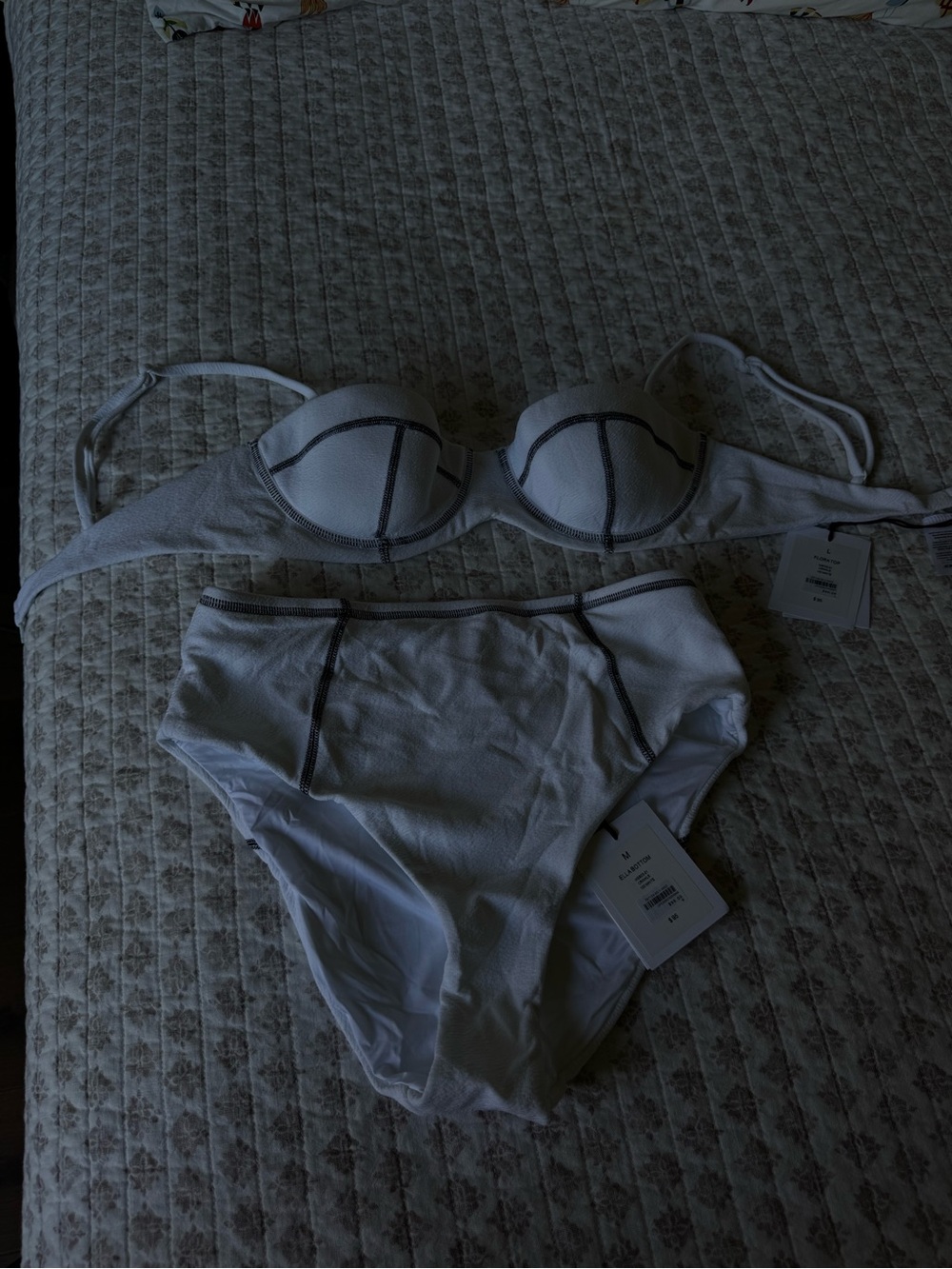 NEW with TAGS Onia Flora Top & Ella Bottom Bikini Set – White Crinkle